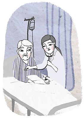 PSD 라이프스타일 여자 할아버지 노년 남자 일러스트 청진기 실내 병원 사람 두명 라이프 세로 실버라이프 노후 노부부 진료 의사 침대 실버 링거 한지 여의사 병실 입원 노인만 성인만 국내일러스트 부부 종이 가구 의학 의료기기 성인 내부 생활 의료진 파일형식