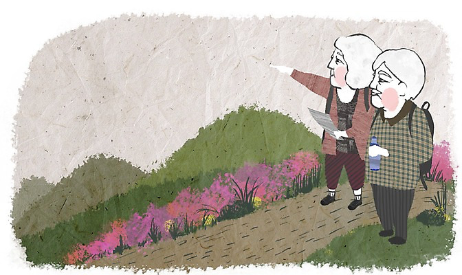 주간 PSD 라이프스타일 부부 여자 할아버지 노년 남자 길 할머니 지도 일러스트 산 사람 손짓 야외 두명 라이프 가로 실버라이프 노후 소풍 노부부 등산 가리킴 실버 물병 한지 노인만 성인만 국내일러스트 자연요소 커플 종이 모션 성인 생활 야외활동 트래킹 물통 파일형식