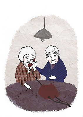 PSD 라이프스타일 부부 여자 할아버지 노년 남자 할머니 일러스트 탁자 전등 조명 실내 사람 두명 라이프 세로 실버라이프 노후 노부부 실버 전화기 한지 통화 노인만 성인만 국내일러스트 커플 종이 가구 모션 성인 내부 생활 파일형식