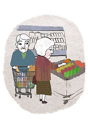 PSD 라이프스타일 부부 여자 할아버지 노년 남자 할머니 채소 일러스트 실내 사람 두명 라이프 세로 실버라이프 노후 장보기 상점 노부부 카트 쇼핑카 실버 한지 진열장 마트 노인만 성인만 국내일러스트 커플 종이 성인 내부 생활 쇼핑 파일형식
