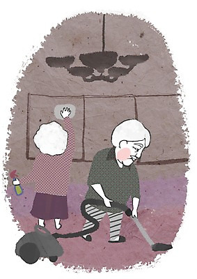 PSD 라이프스타일 부부 여자 할아버지 노년 남자 할머니 가사 일러스트 창문 집안 전등 조명 실내 사람 두명 라이프 세로 실버라이프 노후 노부부 실버 청소 한지 분무기 청소기 걸레 노인만 성인만 국내일러스트 커플 종이 성인 내부 생활 전자제품 청소도구 파일형식