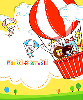 EPS 주간 나무 식물 동물 구름 여자 초등학생 어린이 일러스트 곰 상상 하늘 코끼리 한명 사람 소녀 이벤트 야외 친구 선글라스 기구 열기구 비행 원숭이 토끼 인사 사자 기린 낙하산 여자만 여자한명만 어린이만 소녀만 소녀한명만 국내일러스트 자연요소 1 학생 안경 포유류 관계 항공교통 반려동물 예절 파일형식 벡터