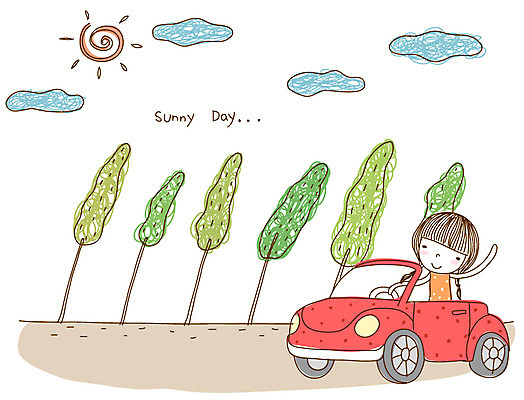 EPS 주간 나무 구름 라이프스타일 여자 도로 길 여행 일러스트 교통시설 자동차 청소년 한명 사람 야외 라이프 10대 태양 드라이브 운전 여자만 여자한명만 십대만 십대여자만 십대여자한명만 국내일러스트 자연요소 식물 1 육상교통 교통 모션 생활 시설 파일형식 벡터