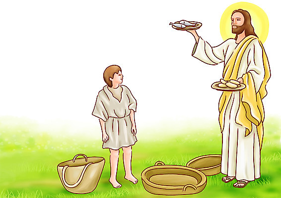 전신 PSD 그릇 접시 남자 기독교 종교 어린이 일러스트 떡 사랑 어류 서기 들기 사람 소년 야외 두명 바구니 광주리 성경 예수 기적 성경이야기 후광 신약성서 오병이어 남자만 소년만 신약_종교 국내일러스트 식기 감정 종교용품 모션 이야기 빛 수중동물 신_종교 어린이만 파일형식