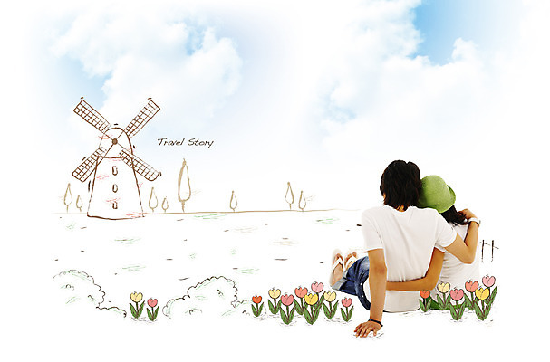 주간 PSD 나무 식물 구름 편집이미지 커플 여자 남자 꽃 해외여행 여행 꽃밭 하늘 휴가 사람 앉기 초원 상반신 야외 두명 뒷모습 풍차 튤립 네덜란드 네덜란드여행 이미지편집 자연요소 해외 유럽 뷰포인트 관계 모션 파일형식