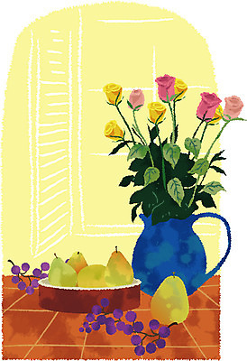 EPS 식물 꽃 포스터 문화 예술 백그라운드 과일 일러스트 창문 포도 문화예술 쟁반 실내 사람없음 장미 주방 꽃병 공연 꽃꽂이 오브젝트 모과 정물화 국내일러스트 이벤트 내부 그림 원예 파일형식 벡터