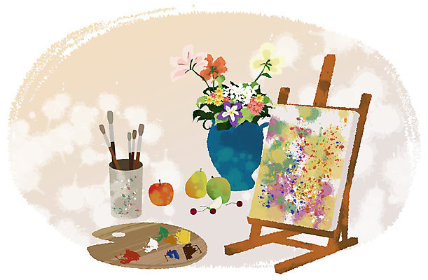 EPS 식물 열매 꽃 포스터 문화 예술 백그라운드 과일 일러스트 문화예술 미술 취미 사람없음 꽃병 물감 공연 붓 체리 팔레트 사과 스니커즈 꽃꽂이 오브젝트 이젤 캔버스 모과 붓통 국내일러스트 운동화 이벤트 미술도구 원예 파일형식 벡터