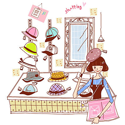 EPS 모자 라이프스타일 잡화 여자 일러스트 전등 조명 실내 윙크 한명 들기 사람 상반신 20대 성인 쇼핑 상점 전시 거울 핸드백 진열장 매기 모자가게 모자쇼핑 착용 여자만 여자한명만 성인여자만 청년만 청년여자만 성인한명만 청년여자한명만 성인여자한명만 성인만 국내일러스트 1 가방 모션 표정 청년 내부 생활 파일형식 벡터