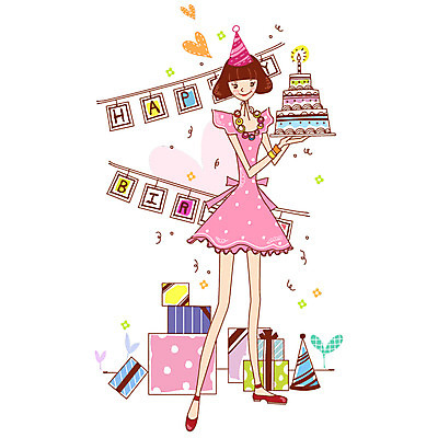 EPS 전신 문자 캐릭터 라이프스타일 알파벳 영어 원피스 여자 일러스트 선물 서기 들기 사람 이벤트 선물상자 상자 파티 케이크 고깔모자 축하 생일파티 생일 생일케이크 이벤트캐릭터 생일축하 여자만 일러캐릭터 모자_잡화 옷 기념일 컨셉 모션 디저트 생활 파일형식 벡터
