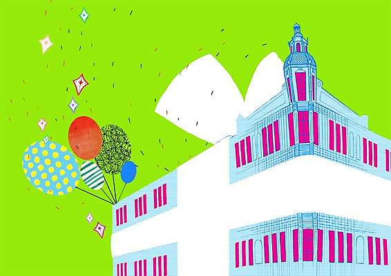 PSD 건축 리본 백그라운드 일러스트 포장 창문 상상 안내 프레임 선물 이벤트 사람없음 건물 공백 알림 오브젝트 콜라주 풍선 국내일러스트 건축물 파일형식