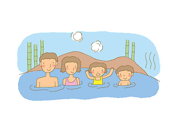 PSD 구름 여자 남자 수영복 딸 아들 어린이 여행 일러스트 가족 엄마 가족여행 사람 소녀 소년 여러명 상반신 야외 부모 소풍 온천 자녀 아빠 대나무 노천탕 온천수 국내일러스트 자연요소 나무 옷 다수 관계 야외활동 스파 파일형식