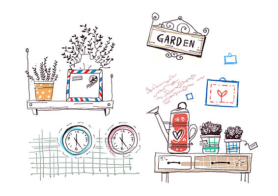 PSD 식물 문자 알파벳 영어 화분 시계 꽃다발 생활용품 액자 백그라운드 라인일러스트 일러스트 선반 실내 사람없음 장식 상점 물뿌리개 메모지 편지 우편물 꽃집 라인아트 벽시계 서랍장 국내일러스트 꽃 선 가구 내부 사무용품 오브젝트 파일형식