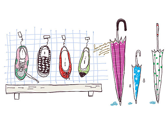 PSD 잡화 생활용품 백그라운드 운동화 신발 라인일러스트 일러스트 우산 선반 사람없음 젖음 빗방울 라인아트 단화 신발장 국내일러스트 선 가구 비_날씨 여성화 오브젝트 파일형식