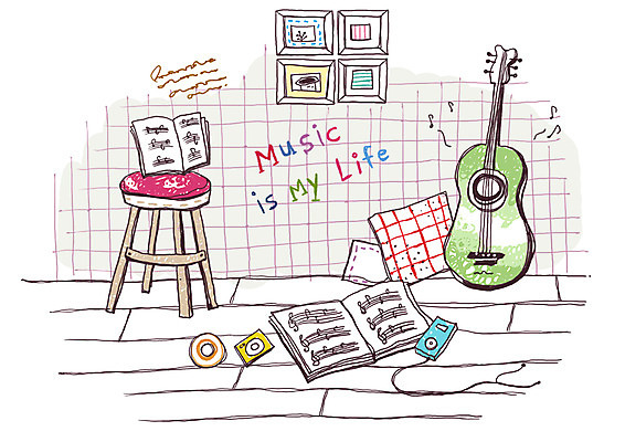 PSD 문자 알파벳 영어 악기 음악 액자 백그라운드 쿠션 의자 음표 라인일러스트 일러스트 현악기 실내 사람없음 음악감상 기타 MP3 라인아트 악보 음악책 국내일러스트 기호 선 가구 문화예술 내부 책 전자제품 감상 파일형식