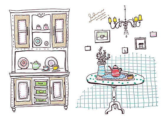 PSD 그릇 접시 꽃 가구 액자 백그라운드 라인일러스트 일러스트 탁자 주전자 조명 실내 사람없음 주방 꽃병 커피잔 찻잔 찬장 라인아트 서랍장 샹들리에 국내일러스트 식물 식기 커피 선 생활용품 주방용품 잔 내부 파일형식