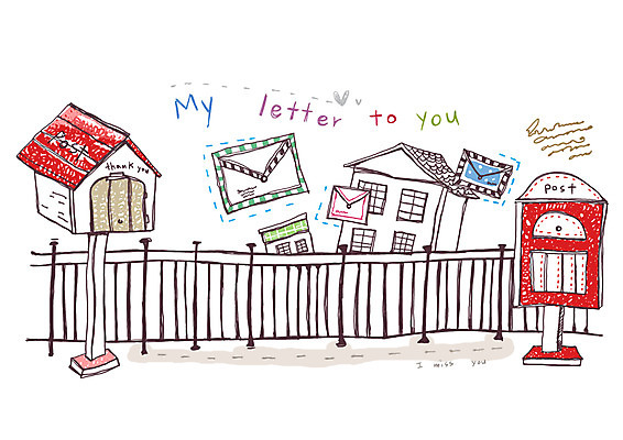 PSD 문자 알파벳 영어 백그라운드 라인일러스트 일러스트 난간 편지봉투 주택 사람없음 건물 울타리 우체통 편지 라인아트 국내일러스트 건축물 선 봉투 담장 파일형식