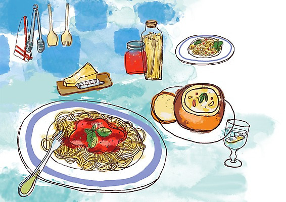 PSD 접시 음료 음식 포크 라인일러스트 일러스트 주방용품 잔 치즈 파스타 서양음식 스파게티 집게 요리 사람없음 수프 냅킨 양념통 뒤집개 크림스파게티 빵스프 토마토스파게티 국내일러스트 식기 생활용품 유제품 통 양념 파일형식