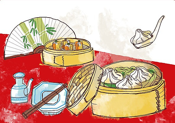 PSD 접시 음식 라인일러스트 일러스트 젓가락 요리 사람없음 중식 부채 만두 딤섬 찜기 대나무찜기 소스통 국내일러스트 식기 주방용품 수저 통 소스_음식 파일형식