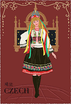 EPS 전통 드레스 옷 여자 백그라운드 일러스트 실내 한명 사람 20대 성인 전통의상 체코 복식 단상 여자만 여자한명만 성인여자만 청년만 청년여자만 성인한명만 청년여자한명만 성인여자한명만 성인만 국내일러스트 1 유럽 청년 내부 파일형식 벡터