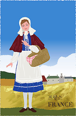 EPS 주간 모자 전통 드레스 옷 여자 백그라운드 일러스트 주택 두건 한명 사람 초원 20대 성인 야외 건물 바구니 프랑스 시골 전통의상 복식 보닛 브루고뉴 여자만 여자한명만 성인여자만 청년만 청년여자만 성인한명만 청년여자한명만 성인여자한명만 성인만 국내일러스트 자연요소 1 건축물 잡화 유럽 자동차 청년 파일형식 벡터