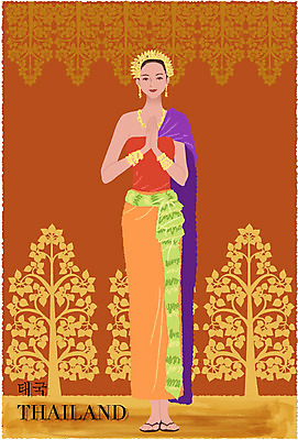 EPS 전통 옷 여자 백그라운드 불교 일러스트 태국 한명 사람 20대 성인 전통문양 기도 전통의상 머리장식 합장 복식 여자만 여자한명만 성인여자만 청년만 청년여자만 성인한명만 청년여자한명만 성인여자한명만 성인만 파신 국내일러스트 1 문양 아시아 종교 손짓 청년 장식 태국전통의상 파일형식 벡터