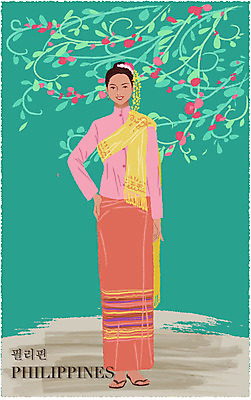 EPS 전통 옷 여자 꽃 백그라운드 일러스트 필리핀 한명 사람 20대 성인 전통의상 머리장식 복식 여자만 여자한명만 성인여자만 청년만 청년여자만 성인한명만 청년여자한명만 성인여자한명만 성인만 국내일러스트 식물 1 청년 장식 동남아시아 파일형식 벡터