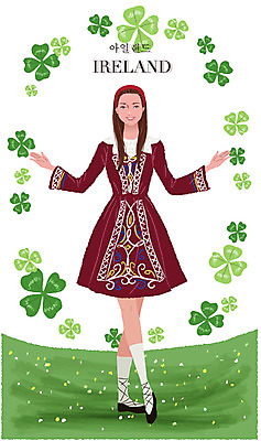 EPS 전통 드레스 옷 여자 백그라운드 일러스트 한명 사람 초원 20대 성인 야외 댄서 네잎클로버 클로버 전통의상 아일랜드 복식 탭댄스 여자만 여자한명만 성인여자만 청년만 청년여자만 성인한명만 청년여자한명만 성인여자한명만 성인만 국내일러스트 식물 직업 1 유럽 청년 춤 파일형식 벡터