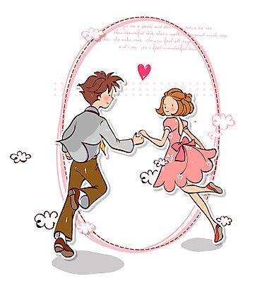 EPS 구름 커플 드레스 원피스 여자 남자 리본 점선 백그라운드 데이트 일러스트 프레임 사랑 사람 정장 두명 장식 물방울무늬 하트 국내일러스트 자연요소 모양 옷 감정 선 무늬 관계 파일형식 벡터