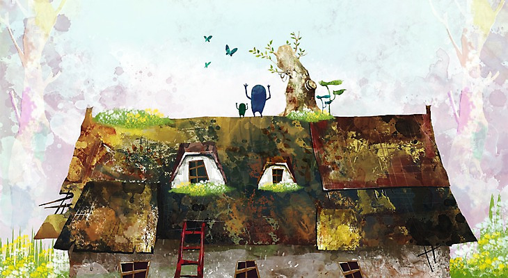 PSD 나무 식물 꽃 여행 나비 백그라운드 일러스트 사다리 창문 상상 지붕 주택 풍경 사람없음 건물 판타지 국내일러스트 건축물 곤충 도구 파일형식