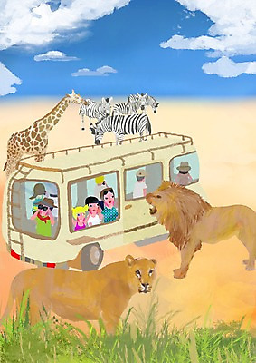 주간 PSD 동물 구름 여자 남자 야생동물 육상교통 교통수단 여행 한대 일러스트 하늘 휴가 버스 동물원 사람 여러명 야외 여행객 망원경 체험 풀 군중 사자 기린 사파리 구경 맹수 얼룩말 대관람차 평원 국내일러스트 자연요소 식물 1 다수 교통 컨셉 포유류 대중교통 말_동물 놀이기구 파일형식