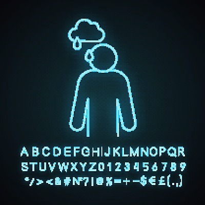 EPS 해외이미지 감정 일러스트 사람없음 슬픔 표현 네온 해외202008 해외일러스트 파일형식 벡터