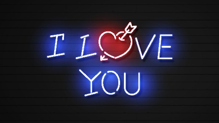 EPS 해외이미지 일러스트 캘리그라피 사랑 사람없음 하트 네온 레터링 해외202008 해외일러스트 모양 감정 파일형식 벡터