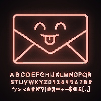 EPS 해외이미지 캐릭터 일러스트 사람없음 이메일 네온 이모티콘 해외202008 해외일러스트 일러캐릭터 파일형식 벡터