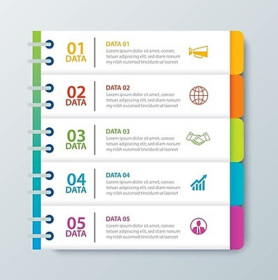 EPS 해외이미지 일러스트 비즈니스 사람없음 공책 인포그래픽 단계 해외202008 해외일러스트 문구용품 파일형식 벡터