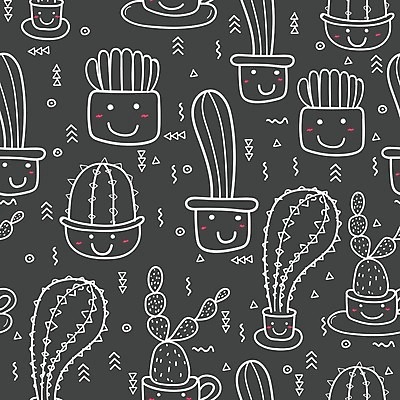 EPS 해외이미지 백그라운드 일러스트 선인장 사람없음 초록색 카툰스타일 해외202008 해외일러스트 식물 컬러 파일형식 벡터