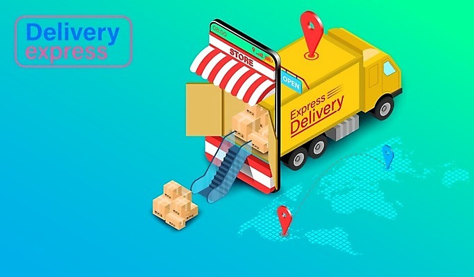 EPS 해외이미지 지도 일러스트 모바일 사람없음 스마트폰 상자 배송 서비스 짐차 모바일쇼핑 물류 해외202008 탑차 해외일러스트 자동차 핸드폰 스마트기기 트럭 온라인쇼핑 파일형식 벡터