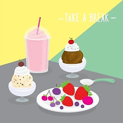 EPS 해외이미지 접시 일러스트 아이스크림 빨대 사람없음 숟가락 체리 블루베리 간식시간 휘핑크림 딸기스무디 해외202008 해외일러스트 식기 과일 디저트 수저 크림 스무디 휘핑 파일형식 벡터