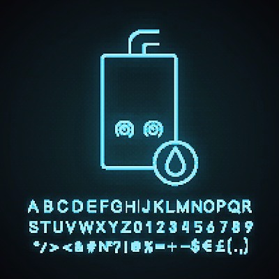EPS 해외이미지 일러스트 사람없음 난방기 네온 가스 보일러 해외202008 해외일러스트 난방용품 파일형식 벡터