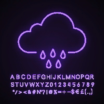 EPS 해외이미지 구름 일러스트 날씨 타이포그라피 사람없음 비 빗방울 네온 해외202008 해외일러스트 자연요소 문자 비_날씨 파일형식 벡터