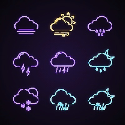 EPS 해외이미지 구름 일러스트 하늘 사람없음 비 네온 흐림 뇌우 눈내림 해외202008 해외일러스트 자연요소 날씨 눈_날씨 파일형식 벡터