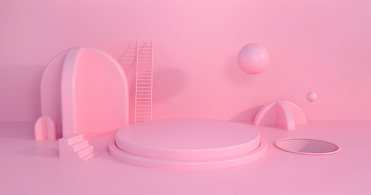 포토 JPG 해외이미지 분홍색 백그라운드 사람없음 3D 무대 받침대 쇼 장면 기하학 단상 실린더 지휘대 파스텔톤 미니멀 해외202008 해외포토 컬러 무늬 디지털합성 파일형식