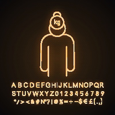 EPS 해외이미지 일러스트 피곤 타이포그라피 사람없음 머리 표현 네온 무거움 해외202008 해외일러스트 문자 컨셉 신체부위 무게 파일형식 벡터