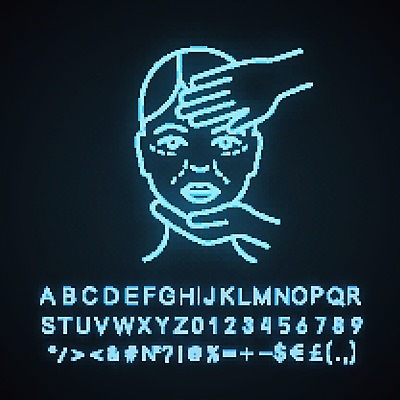 EPS 해외이미지 얼굴 일러스트 사람없음 뷰티 피부관리 네온 해외202008 해외일러스트 신체부위 파일형식 벡터