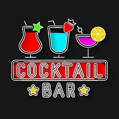 EPS 해외이미지 디자인 일러스트 사람없음 칵테일 네온 칵테일바 해외202008 해외일러스트 주류 선술집 파일형식 벡터