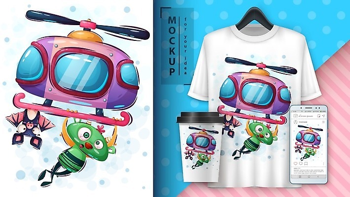 EPS 해외이미지 캐릭터 티셔츠 일러스트 사람없음 스마트폰 헬리콥터 프로펠러 박쥐 몬스터 테이크아웃컵 목업 벡터 해외202008 해외일러스트 일러캐릭터 셔츠 포유류 비행기 컵 핸드폰 스마트기기 파일형식