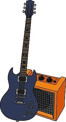 EPS 해외이미지 줄 오렌지 일러스트 파란색 상자 어둠 기구 기타 악단 만화 재즈 뮤지컬 블루스 해외202008 해외일러스트 음악 컬러 과일 현악기 파일형식 벡터