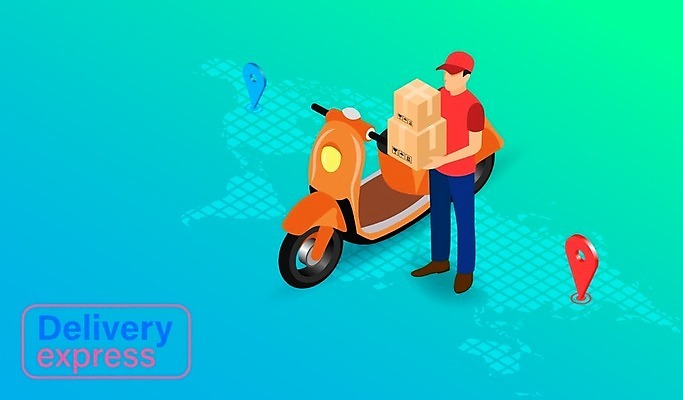 EPS 해외이미지 남자 일러스트 한명 들기 사람 성인 상자 오토바이 배달원 배송 성인남자한명만 해외202008 해외일러스트 직업 1 모션 바이크 남자한명만 성인남자만 파일형식 벡터