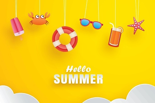 EPS 해외이미지 구름 줄 일러스트 아이스크림 불가사리 매달리기 타이포그라피 사람없음 여름 선글라스 주스 꽃게 튜브 노란배경 해외202008 해외일러스트 자연요소 문자 계절 안경 음료 백그라운드 모션 디저트 극피동물 노란색 게 파일형식 벡터