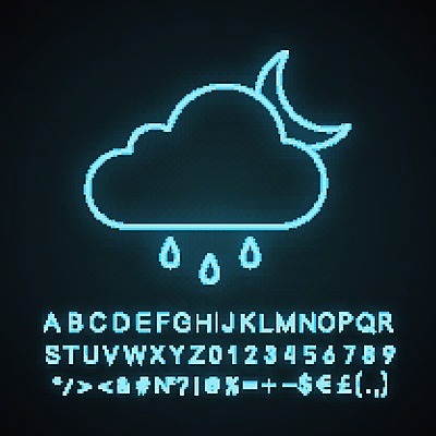 EPS 해외이미지 구름 일러스트 사람없음 달 빗방울 네온 흐림 해외202008 해외일러스트 자연요소 날씨 비_날씨 파일형식 벡터
