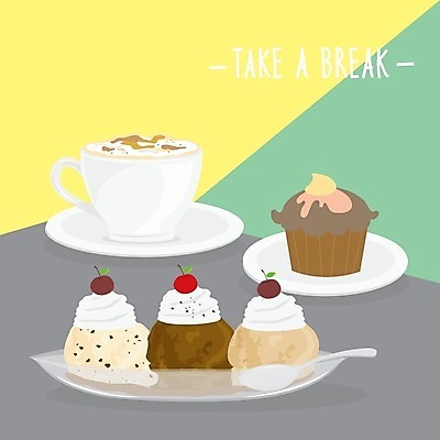 EPS 해외이미지 접시 과일 일러스트 아이스크림 사람없음 커피잔 티스푼 컵케이크 컵받침 카푸치노 간식시간 휘핑크림 해외202008 해외일러스트 식기 커피 디저트 잔 케이크 숟가락 받침대 크림 휘핑 파일형식 벡터